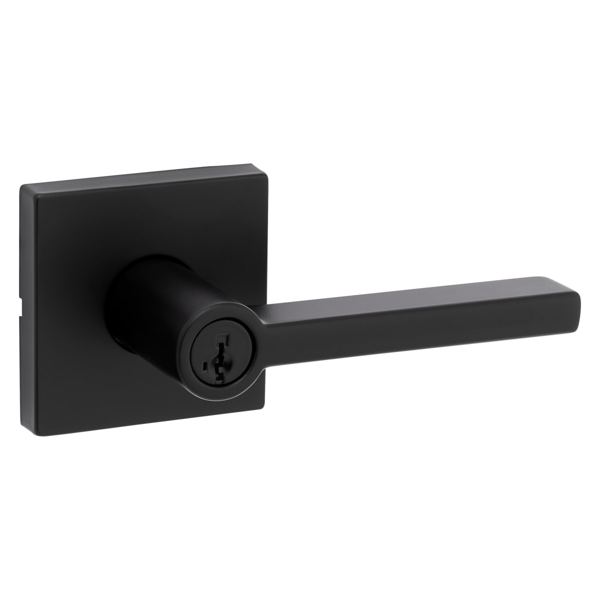 Latitude Matte Black Keyed Exterior Door Handle/Entry Door Lock Lever with  Collins Trim Rated AAA