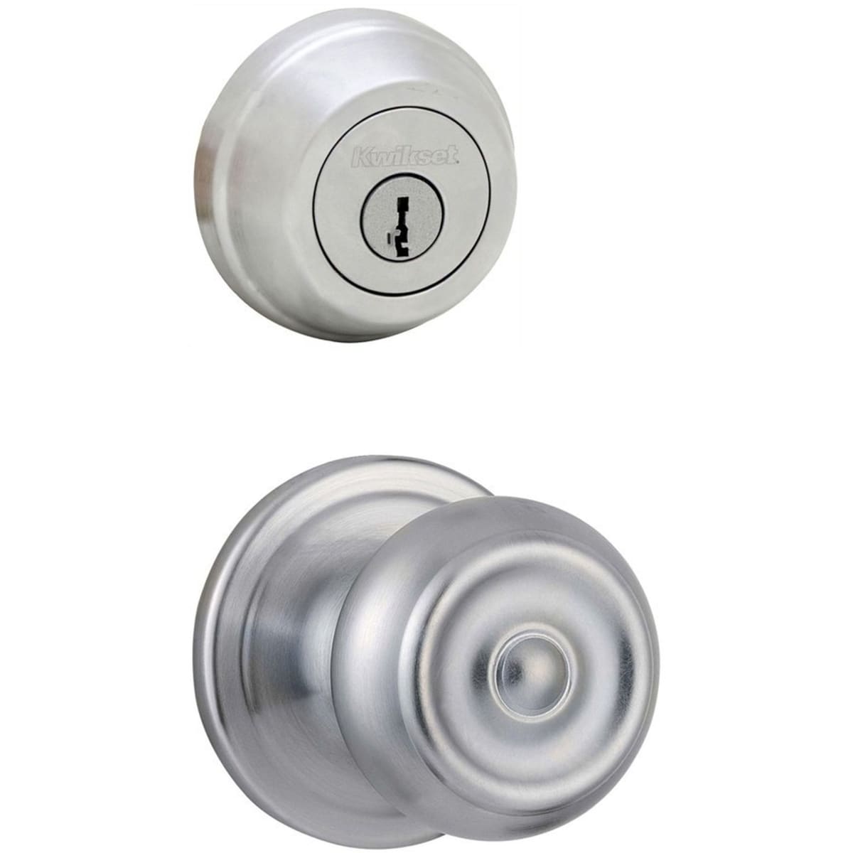 Kwikset 740PE-780-26DS Satin Chrome Phoenix (Round Rosette) Knob and 780  Deadbolt Combo Pack with SmartKey