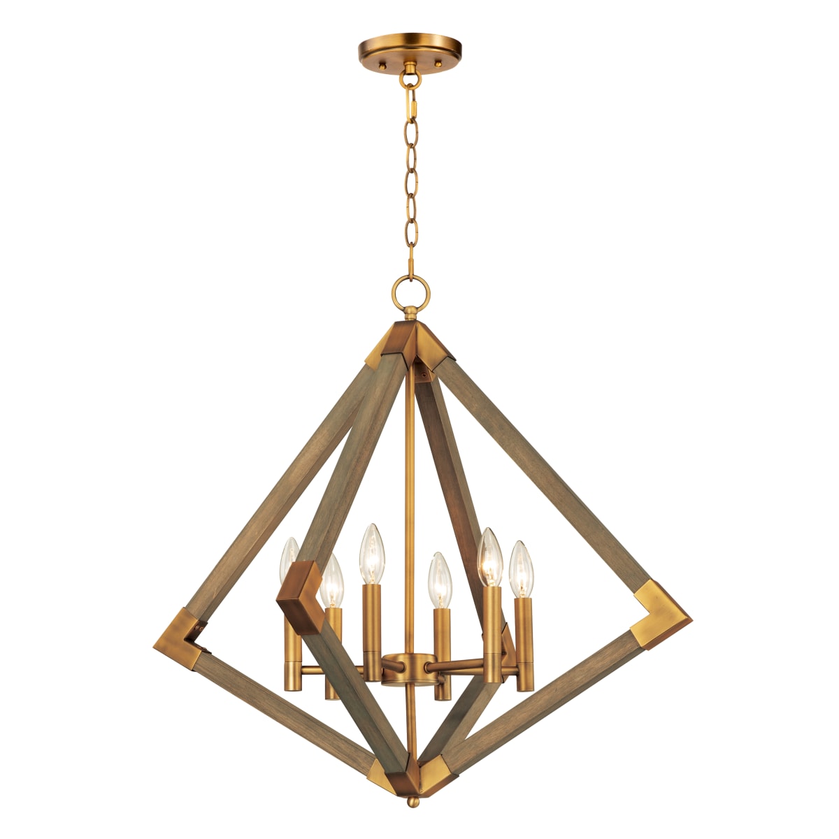 Maxim 12255WOAB Weathered Oak / Antique Brass Vector 6 Light