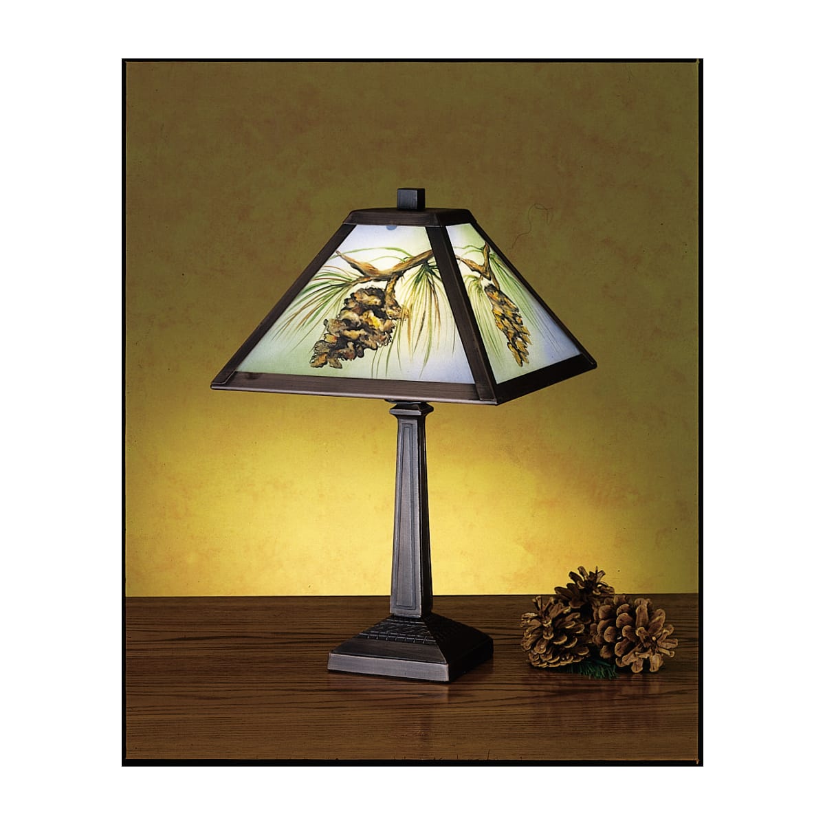 Meyda Tiffany 27498 Tiffany Glass Accent Table Lamp From The Pinecones Collection Lightingshowplace Com