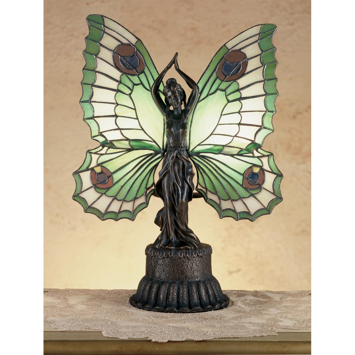 Meyda Tiffany 48019 Tiffany Glass Butterfly Stained Glass Tiffany Specialty Lamp from the Lighted Sculptures Collection LightingDirect