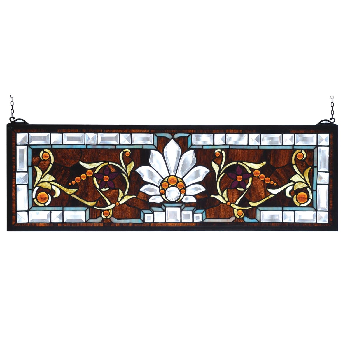 Stained glass store transom window panels
