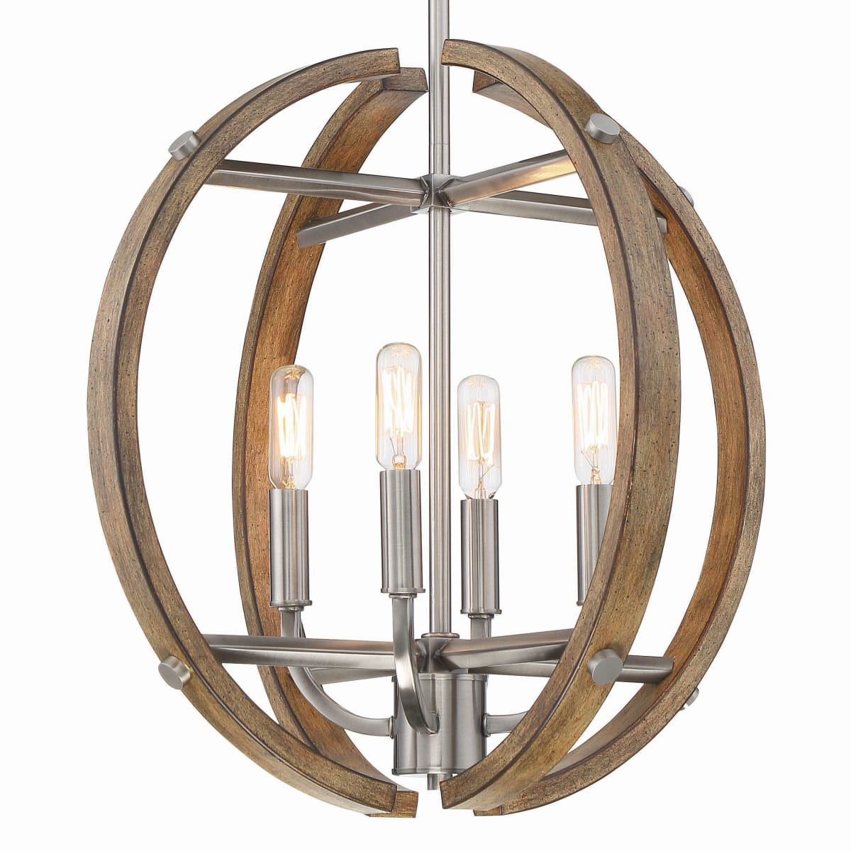 Minka Lavery 4012 280 Sun Faded Wood Brushed Nickel Country Estates 4 Light 17 Wide Globe Chandelier LightingDirect