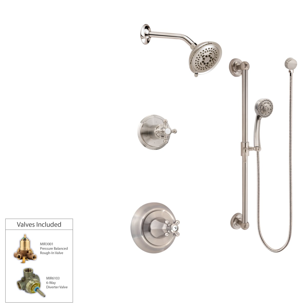 Mirabelle Mirbrcbrdsh Bn Brushed Nickel Luxury Shower System