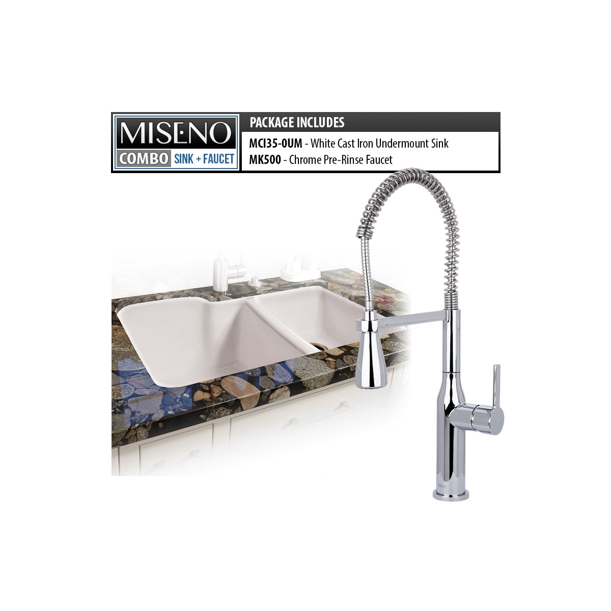 Miseno MCI35-0UM-20 / MNO500ACP White / Polished Chrome ...