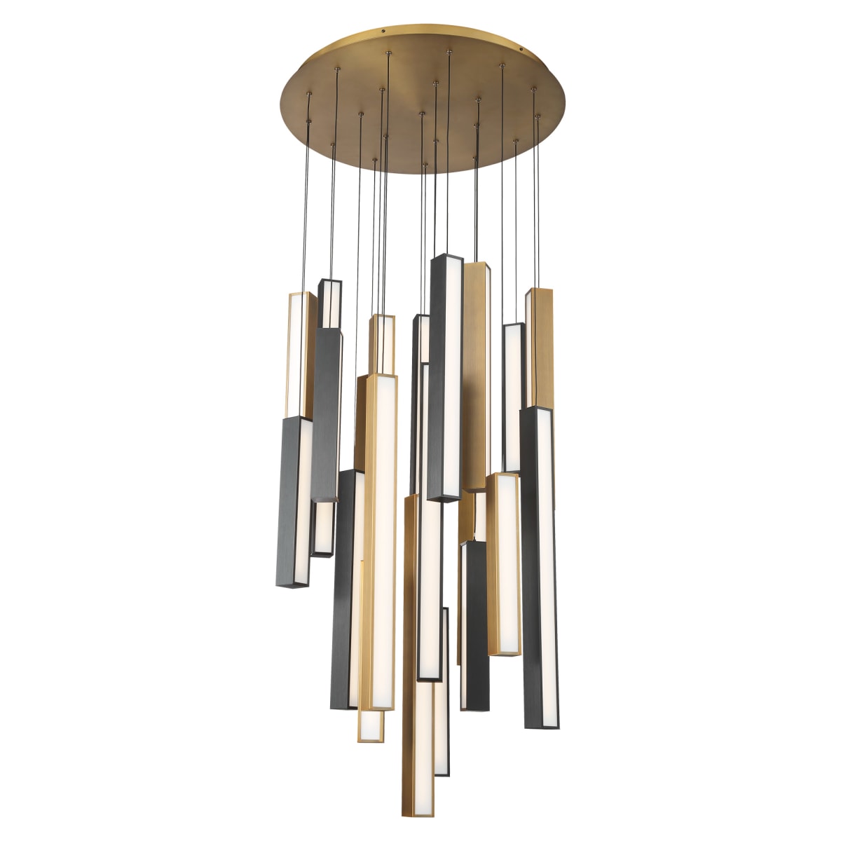 Modern Forms Pd 64821r Bk Ab Ab Aged Brass Black Chaos 21 Light 26 Wide Led Multi Light Pendant Lightingshowplace Com