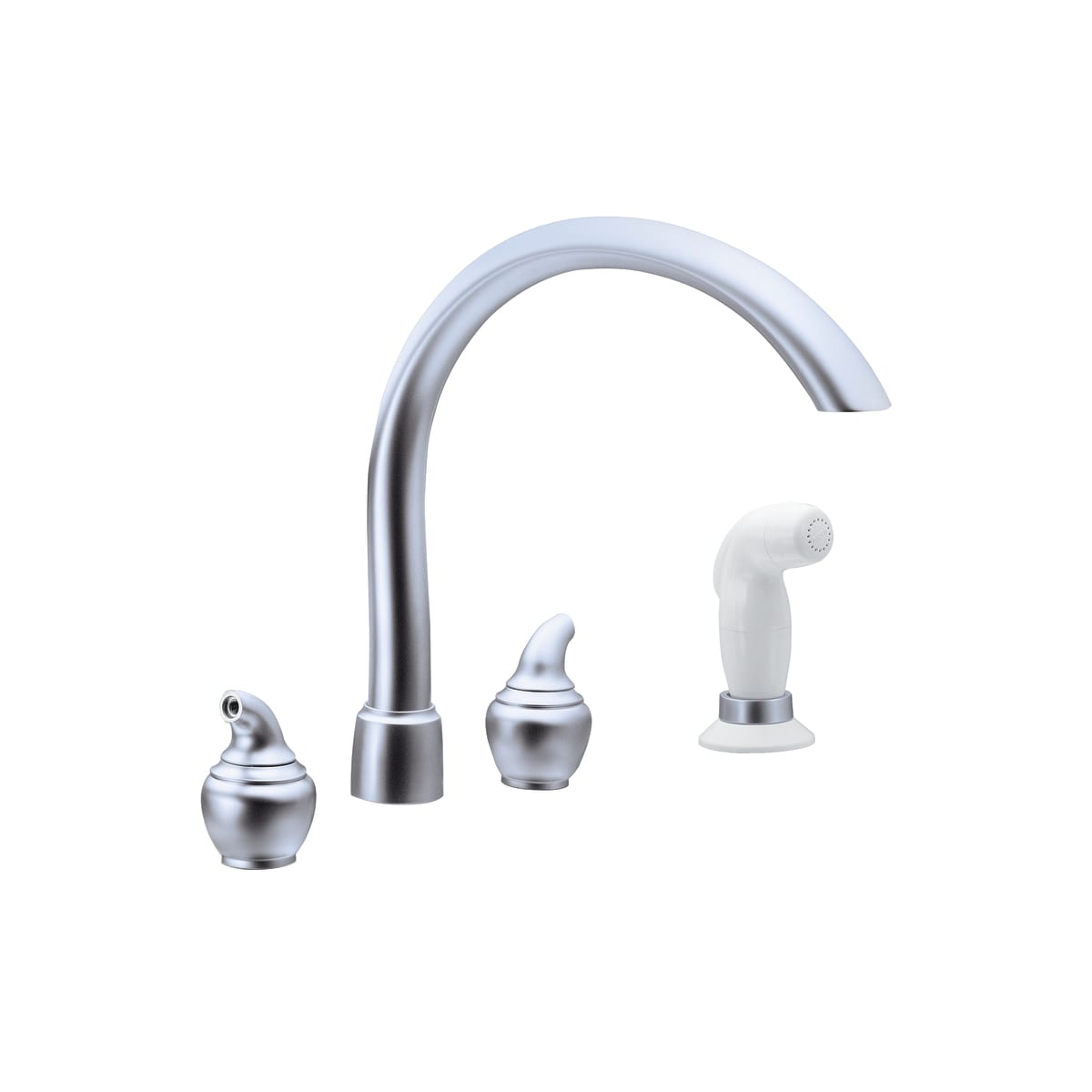 Moen R7786PM Platinum Double Handle Kitchen Faucet with White ...