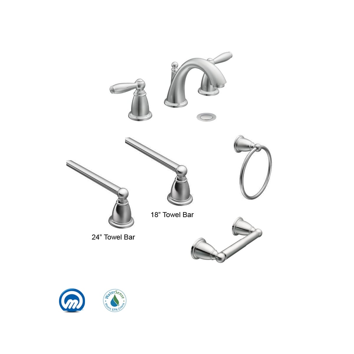 Moen Brantford Combo Ch Chrome With Widespread Bathroom Faucet