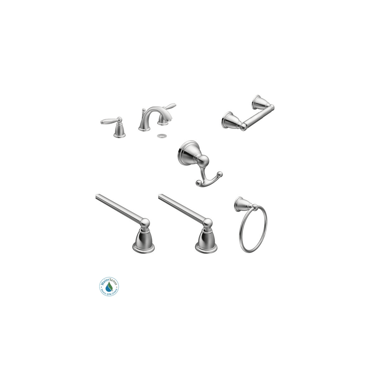 Moen Brantford Faucet And Accessory Bundle 4ch Chrome With