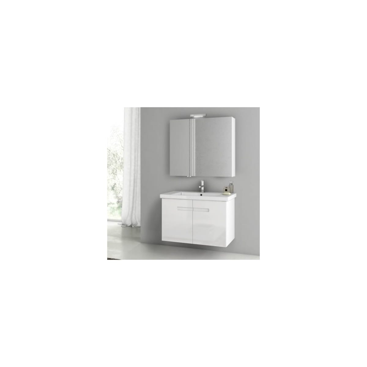 Nameeks Acf Ny06 Pvc Matt Canapa Pvc Matt Canapa Acf 32 3 10 Wall Mounted Floating Vanity Set With Wood Cabinet Ceramic Top With 1 Sink Less Mirror Faucet Com