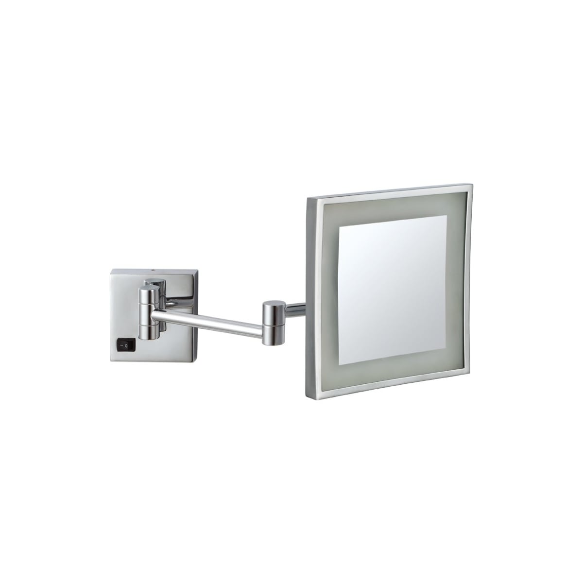 Nameeks Nameeks AR7701 CR 3x Chrome Glimmer 7 15 16 W x 7 15 16 H Modern Square Framed Bathroom Wall Mirror with Light FaucetDirect