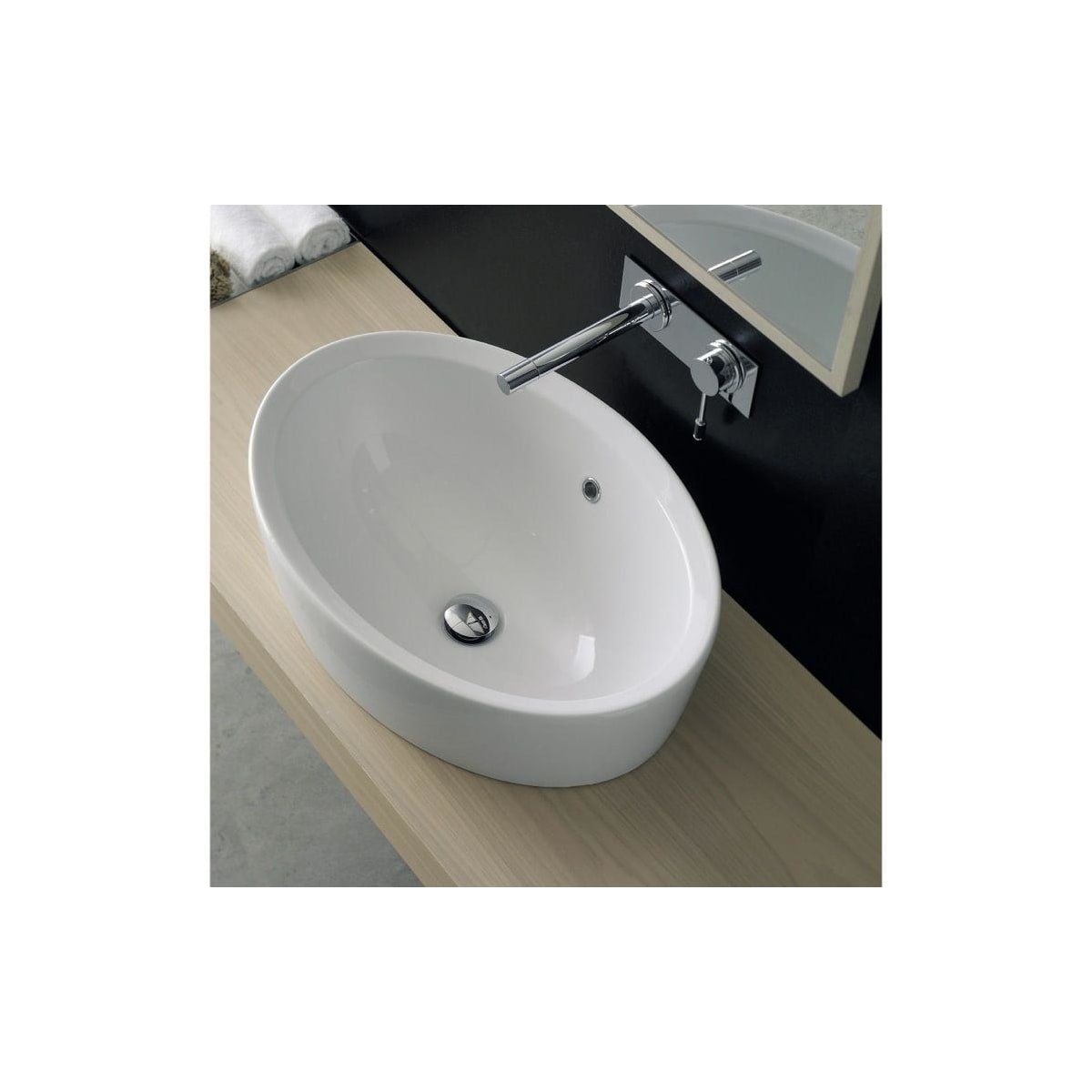 Nameeks Scarabeo 8056 A No Hole White No Hole Scarabeo 25 1 4 Ceramic Drop In Bathroom Sink Includes Overflow Faucet Com