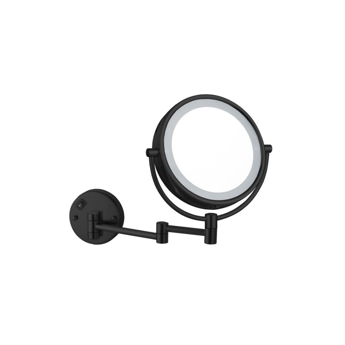 Nameeks AR7705 BLK 7X Matte Black Glimmer 8 Diameter Modern Circular Framed Bathroom Wall Mirror with Light FaucetDirect