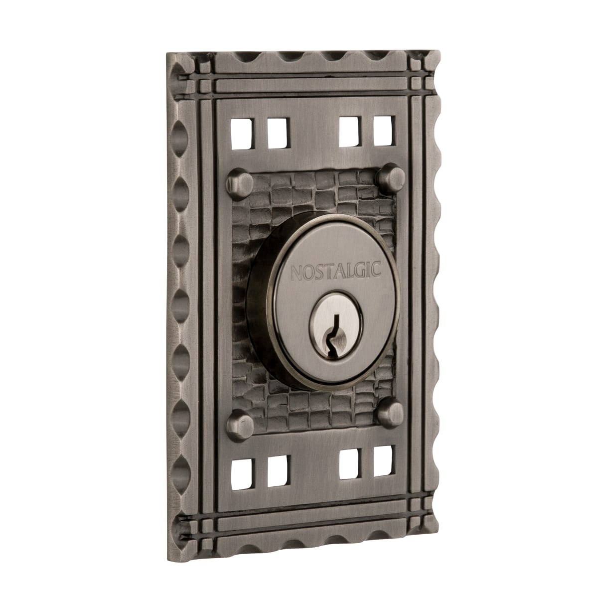 Nostalgic Warehouse 715161 Antique Pewter Craftsman Solid Brass Double Cylinder  Deadbolt with 2-3/8