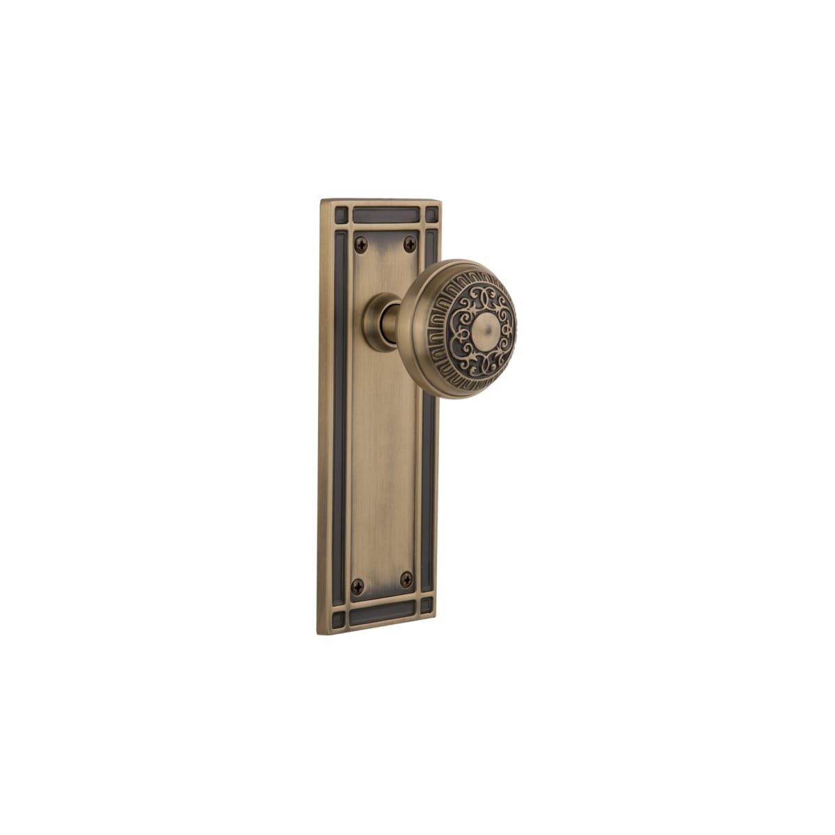 Nostalgic Warehouse 717229 Satin Nickel Egg and Dart Solid Brass Privacy Door  Knob Set with Mission Rose and 2-3/4