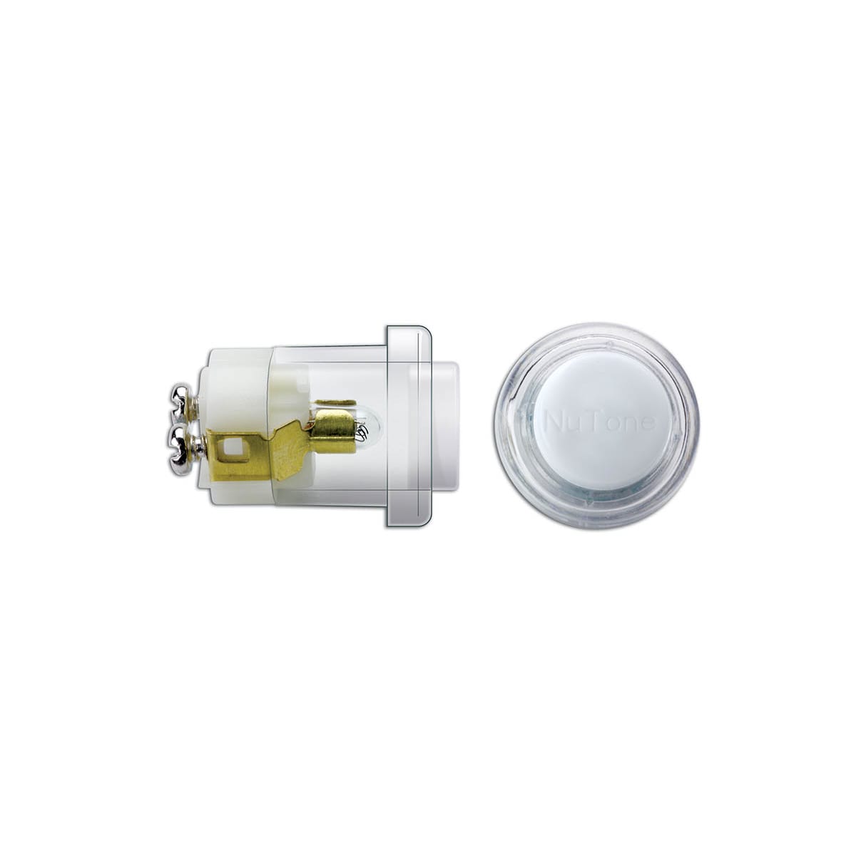 Nutone Pb18whcl White Button Clear Bezel Decorative Doorbell Push