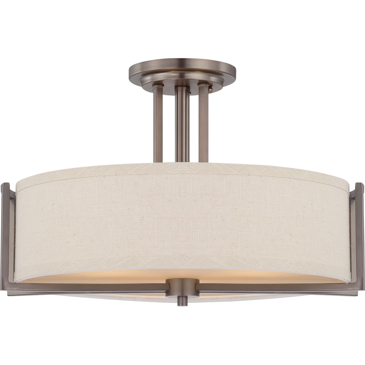 Hazel Bronze Energy Star 4 Light Chandelier/Pendant With Khaki Fabric Shade 