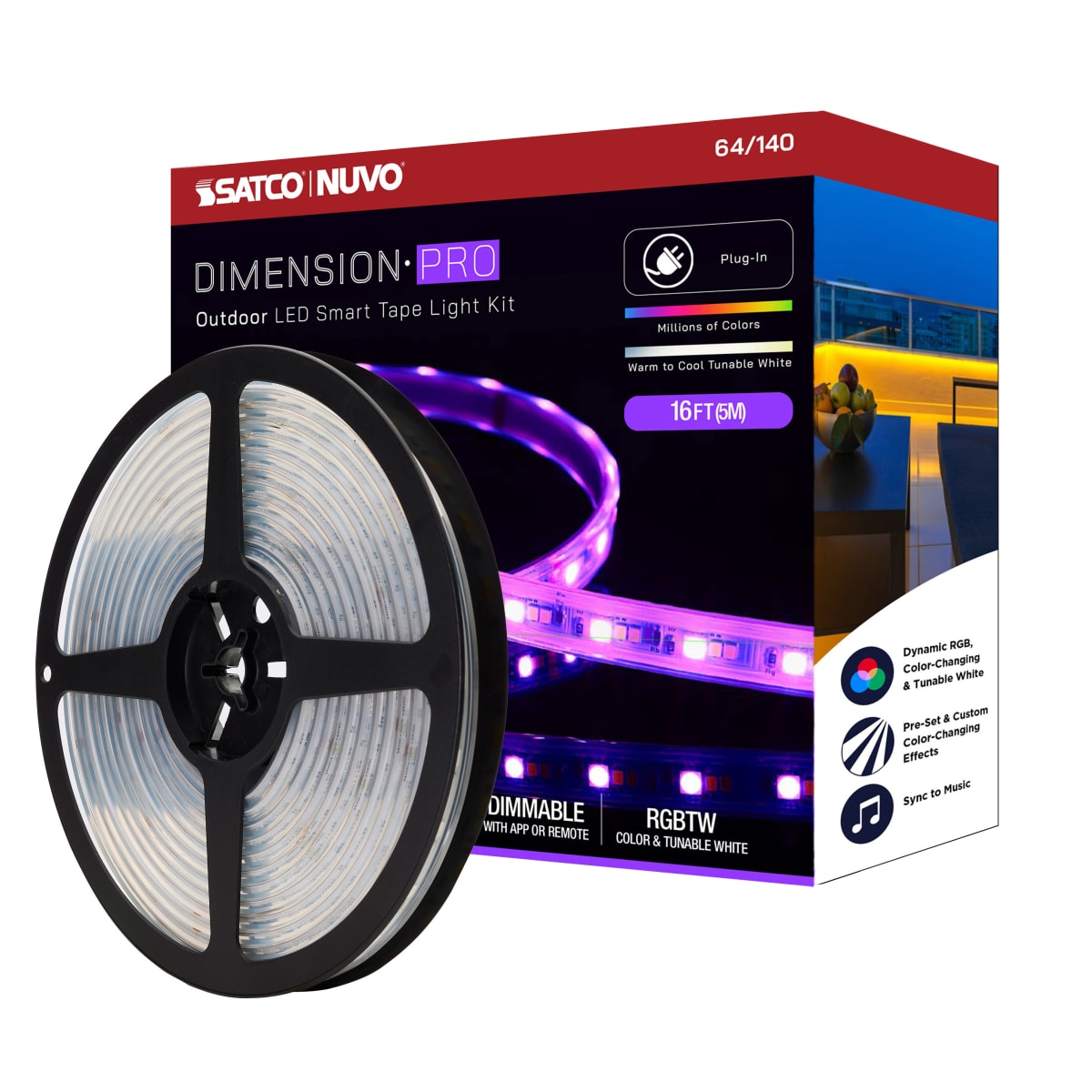 Nuvo Lighting 64 140 White Dimension Pro 16 Long Color Changing RGB Smart Tape Light LightingDirect