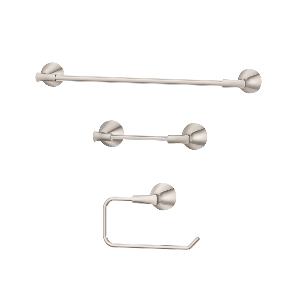 Pfister BTB WLL3K Brushed Nickel Willa 3 Piece Bathroom Package with 18 Towel Bar Towel Ring and Toilet Paper Holder FaucetDirect