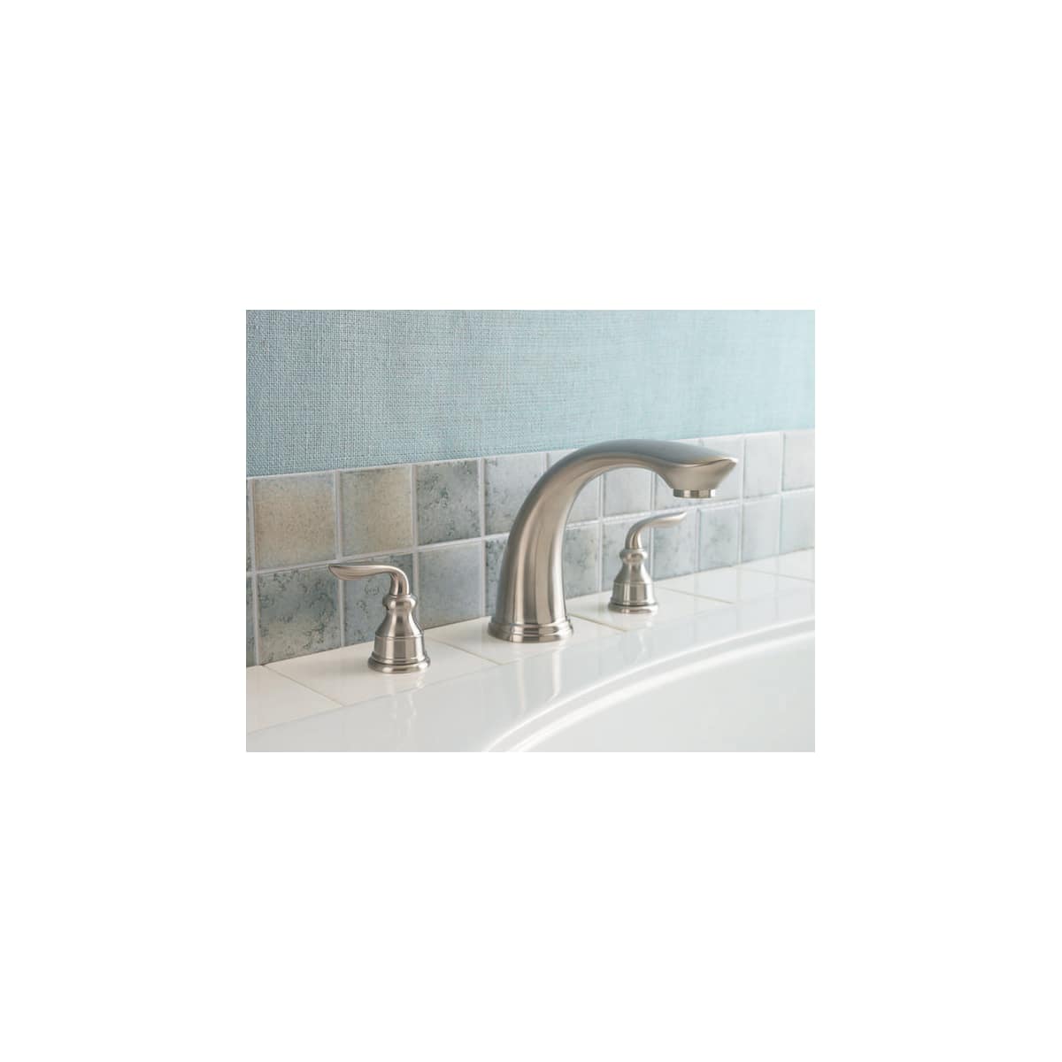 Pfister RT6-5CBK Brushed Nickel Avalon Deck Mounted Roman Tub ...