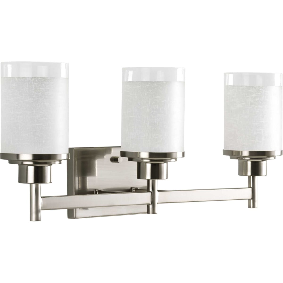 Progress lighting brushed nickel bathroom vanity light with glass shades top