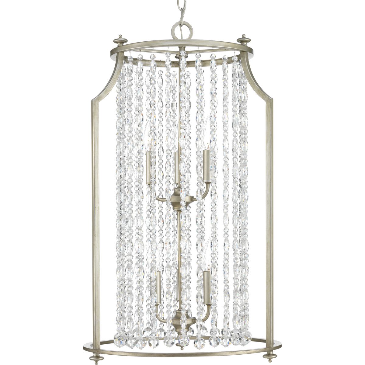 Progress Lighting P500086 134 Silver Ridge Desiree 6 Light 18 Wide Crystal Chandelier Lightingdirect Com Progress Lighting P500086 134 Silver, Progressive Lighting Crystal Chandeliers