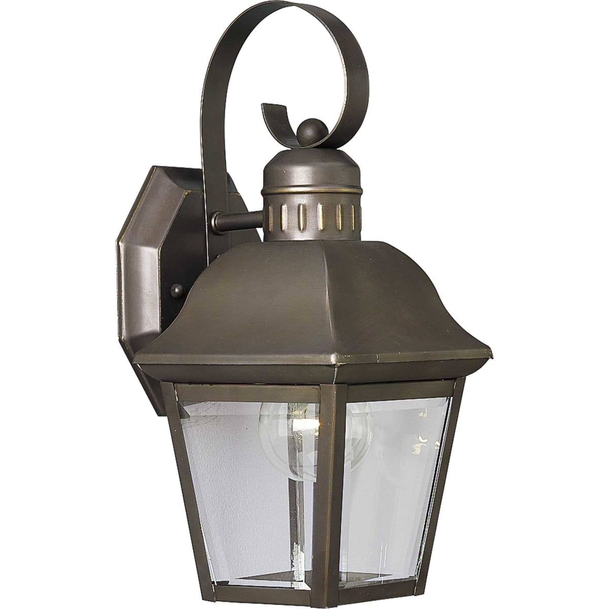 Progress Lighting P5687 20 Antique Bronze Andover 1 Light 13 Tall Outdoor Wall Sconce with Clear Beveled Glass Panels LightingDirect