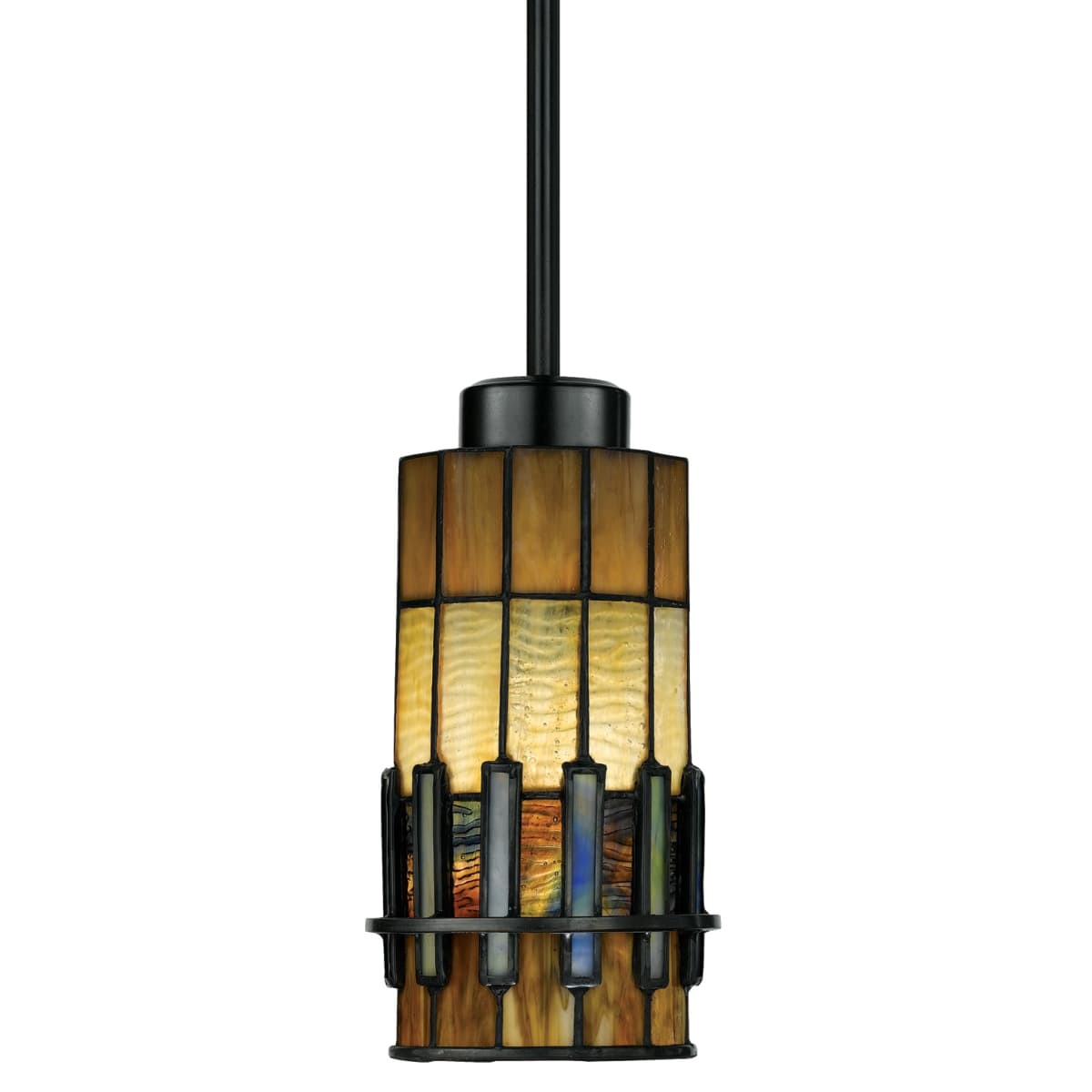 Quoizel TF489P01VB Vintage Bronze Chastain 1 Light Mini Pendant with  Tiffany Stained Glass - LightingDirect.com