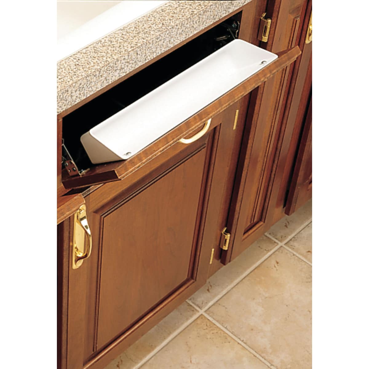 Rev-A-Shelf 11 Inch Sink Front Tip Out Storage Trays and Hinges 2 Pack White 