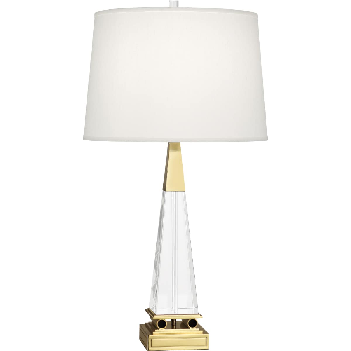 Robert Abbey 156 Modern Brass Darius 29 Column Table Lamp With A Dupioni Fabric Shade Lightingshowplace Com