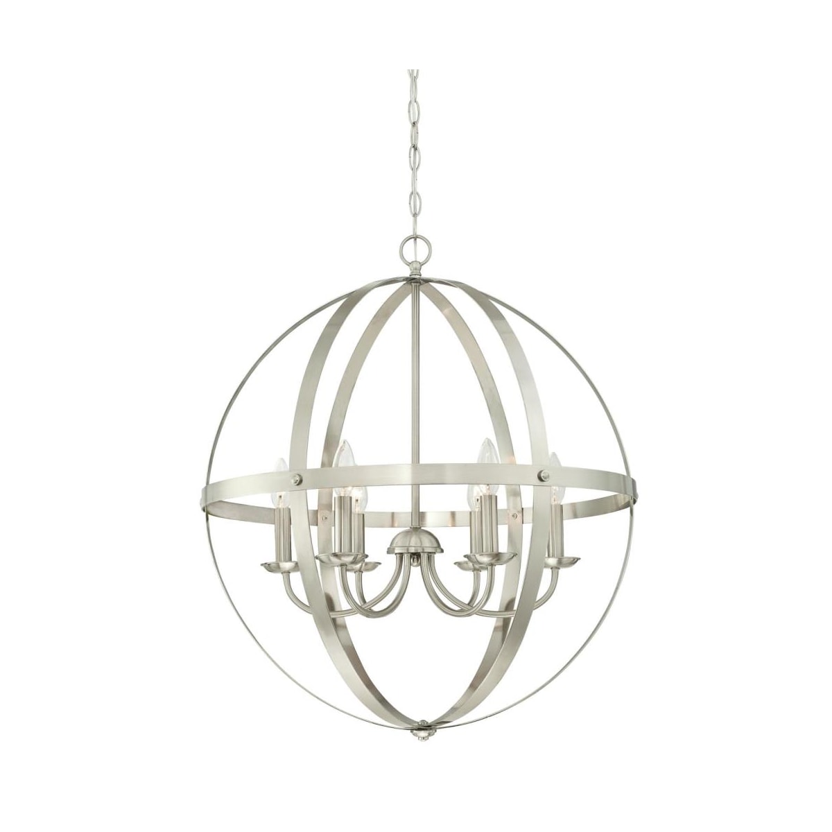 Brushed nickel globe chandelier top