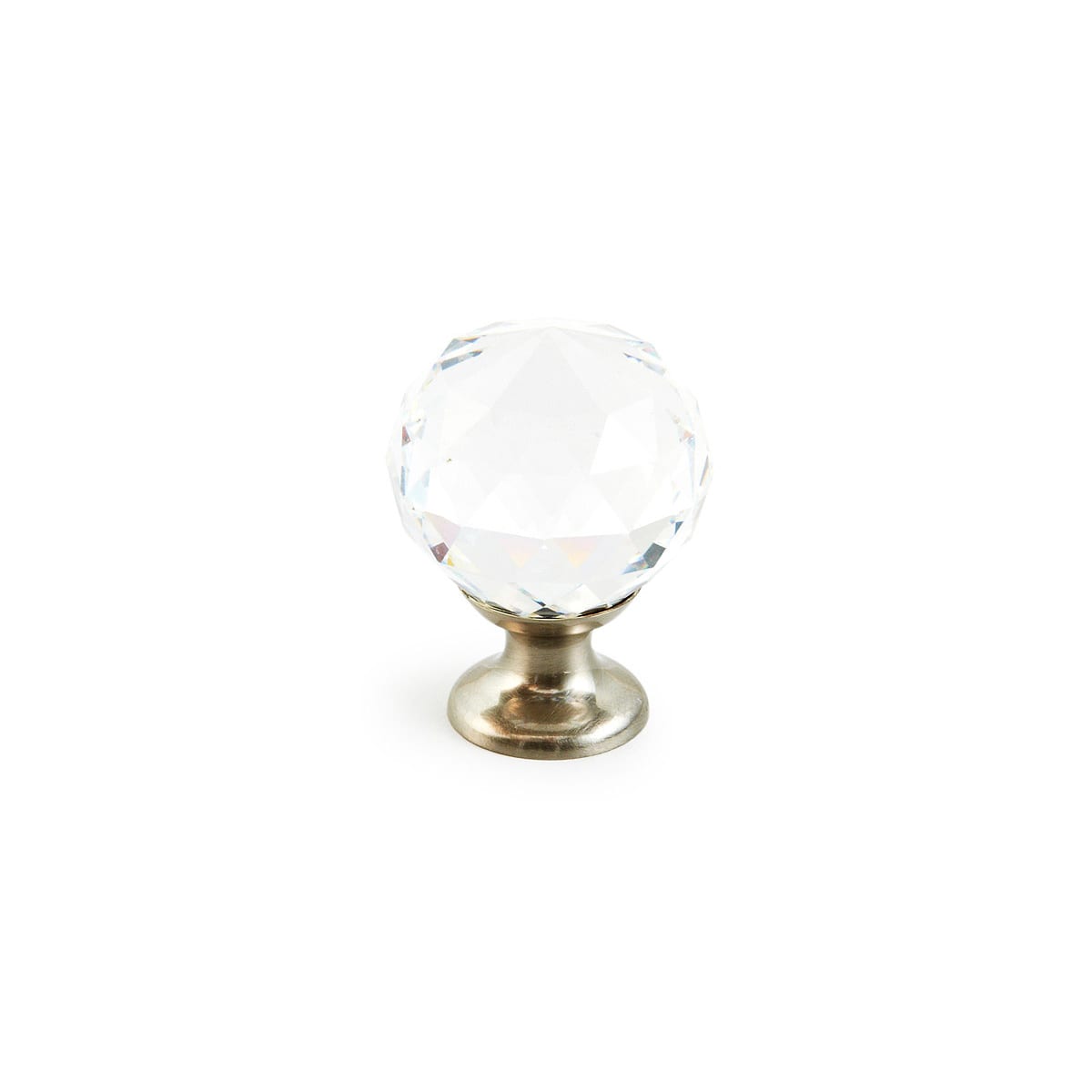 Schaub and Company 70-CS-15 Satin Nickel with Clear Crystal Stargaze 1-1/8  Traditional Classic Faceted Crystal Ball Cabinet Knob with Solid Brass Base  