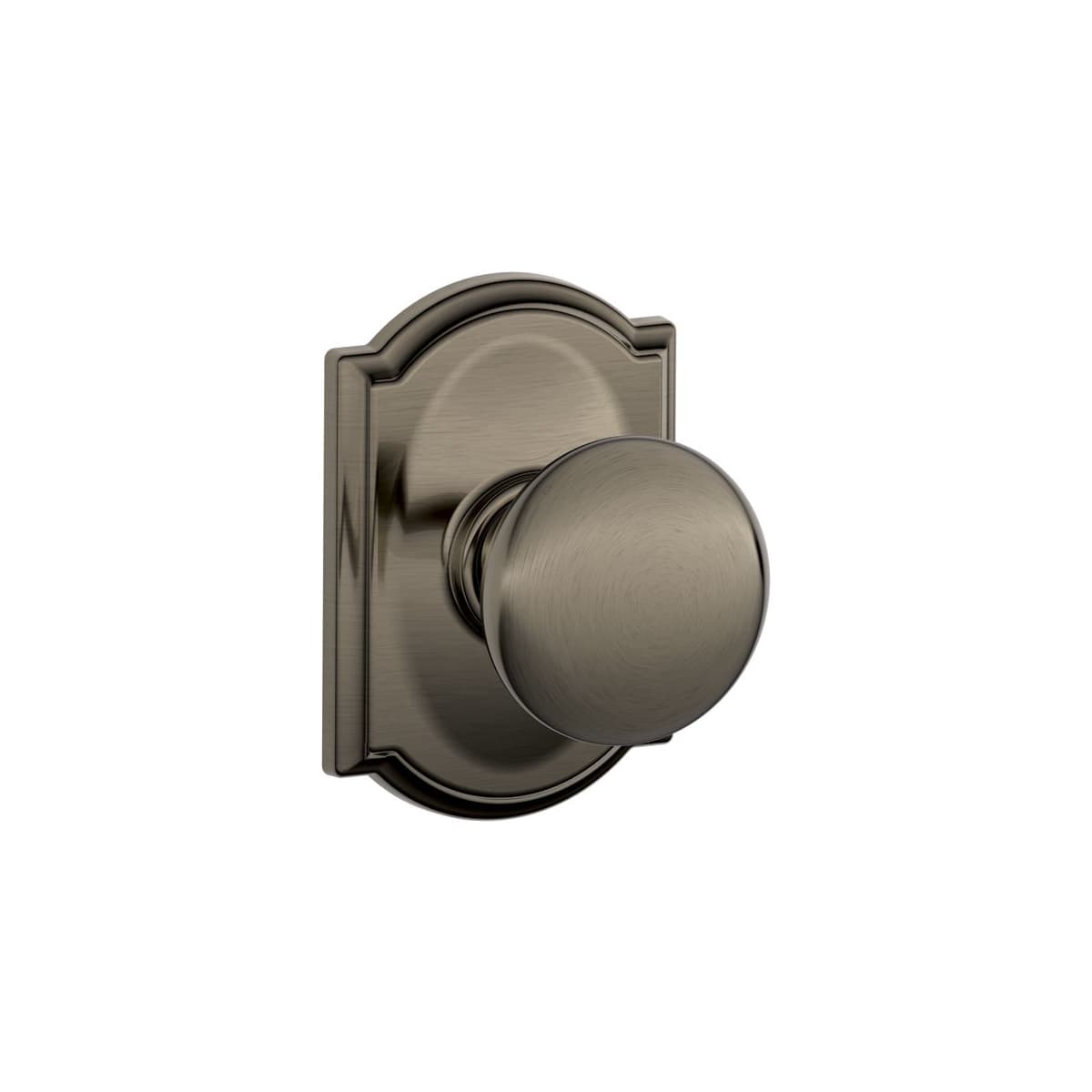 Schlage F10PLY620CAM Antique Pewter Plymouth Passage Door Knob Set with  Decorative Camelot Trim