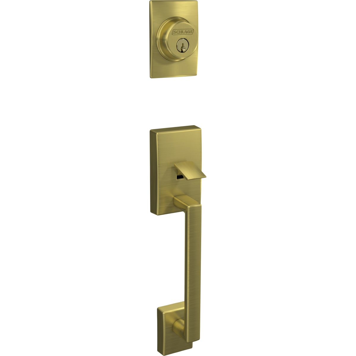 Schlage FC58CEN608 Satin Brass Custom Century Keyed Entry Single Cylinder  Sectional Handleset - Exterior Only 