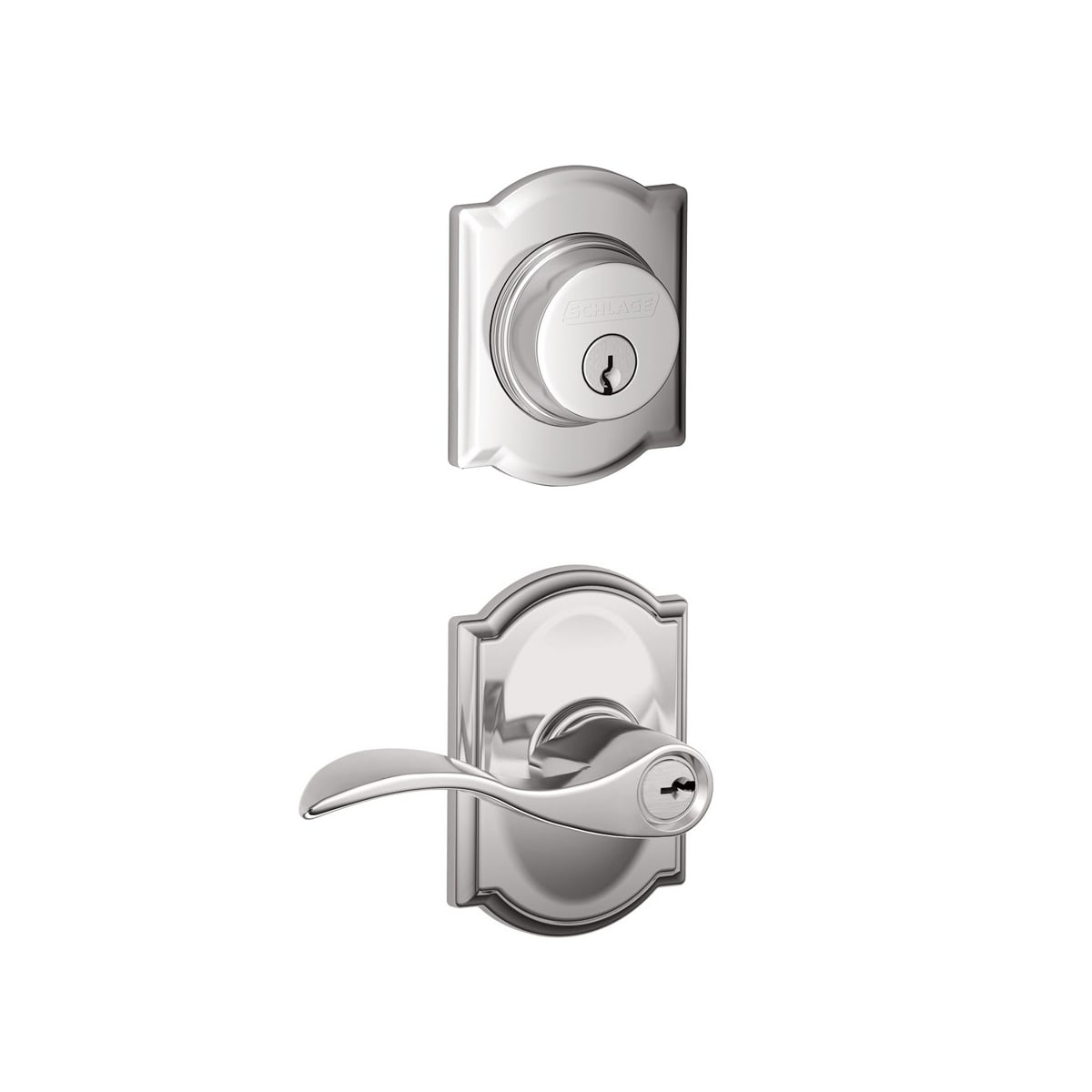 Schlage Accent Lever with Camelot Rose Interior Trim Pack for F