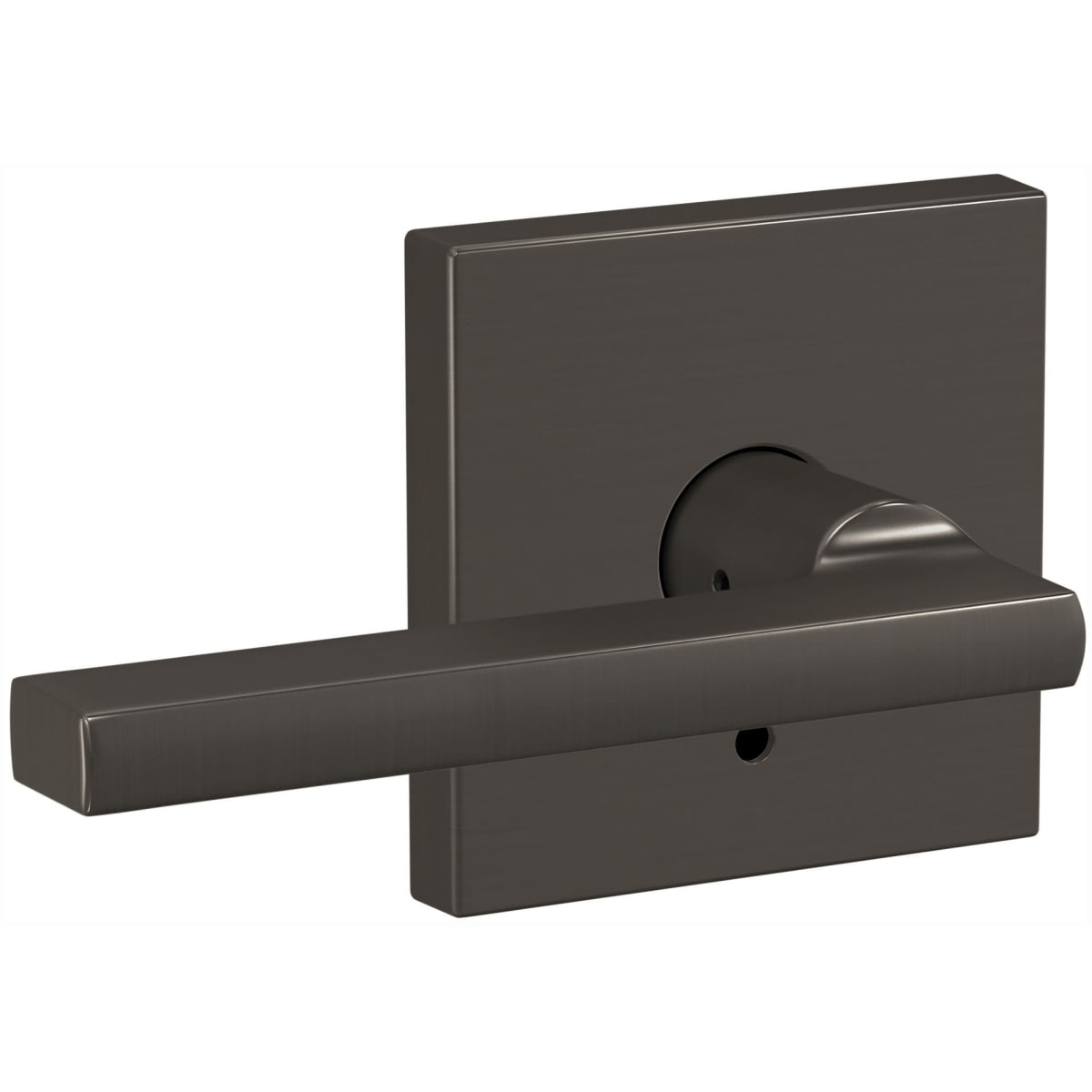 Schlage FC172LAT530COL Black Stainless Custom Latitude Non-Turning  Two-Sided Dummy Door Lever Set with Collins Trim 