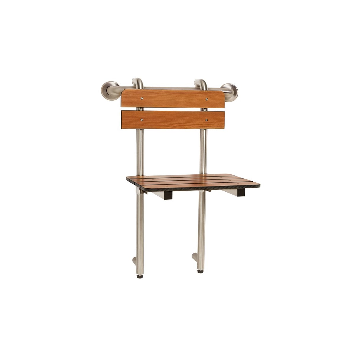 Teak folding shower seat with legs outlet
