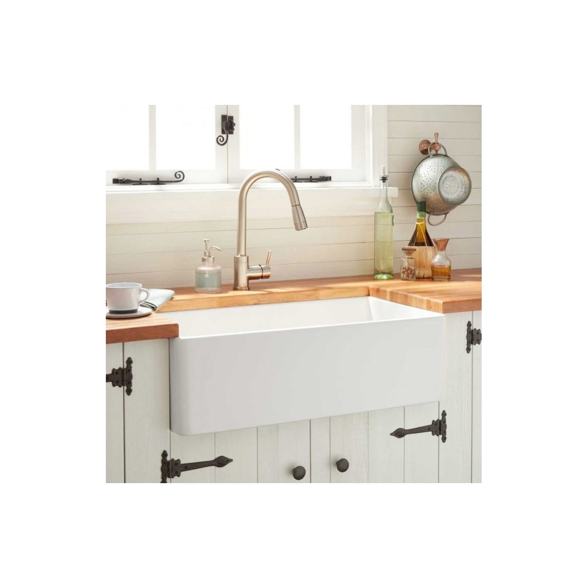 Reinhard Signature Hardware fireclay farm sink.