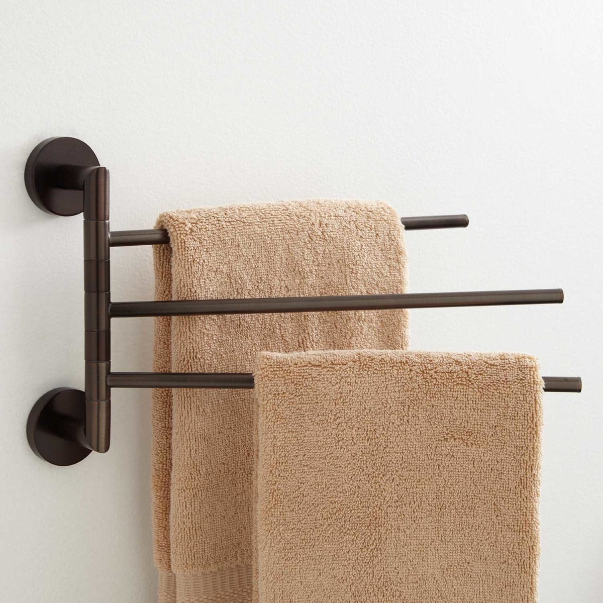 Signature Hardware 353728 Oil Rubbed Bronze Colvin 12 Three Swing Arm Brass Towel Bar Faucet