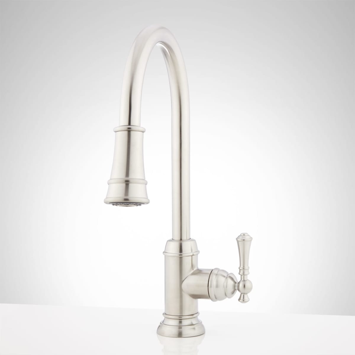 Signature Hardware SHXCAM107ZSS Stainless Steel Amberley 1.8 GPM Single  Hole Pull Down Kitchen Faucet - FaucetDirect.com