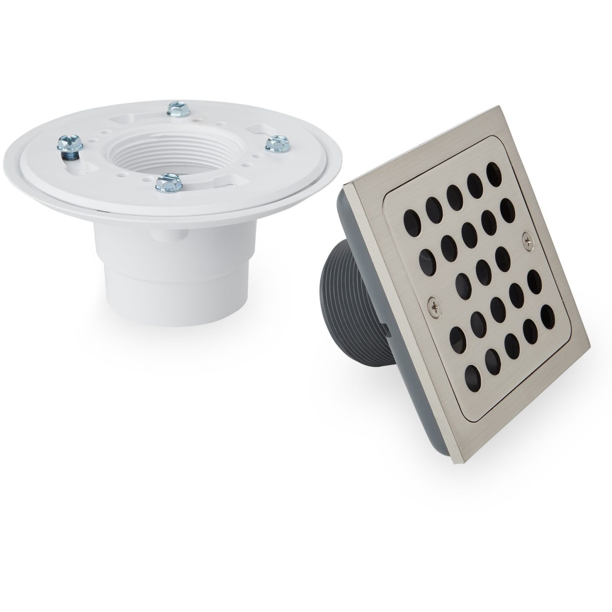 3-1/2 Round PVC Shower Drain with Stainless Steel Grid - 2 Drain | Signature Hardware 418113