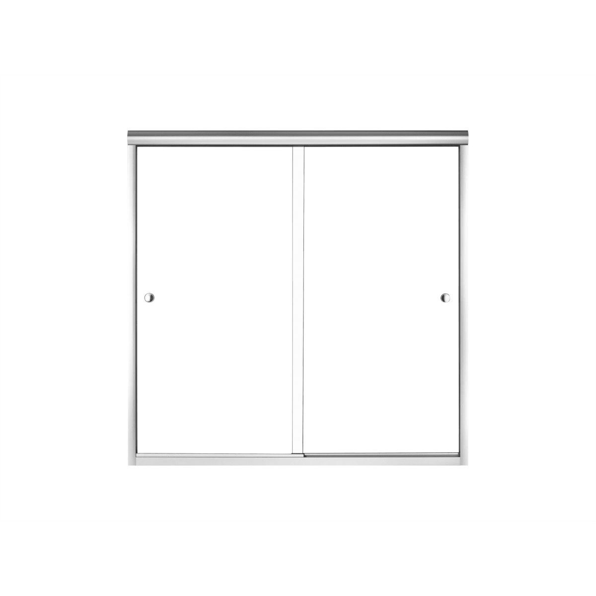 Sterling 5407 59s G05 Silver With Smooth Clear Glass Texture Finesse 58 1 16 X 59 5 8 Frameless Sliding Shower Door With Clear Glass Knob Handle And Clean Coat Faucet Com