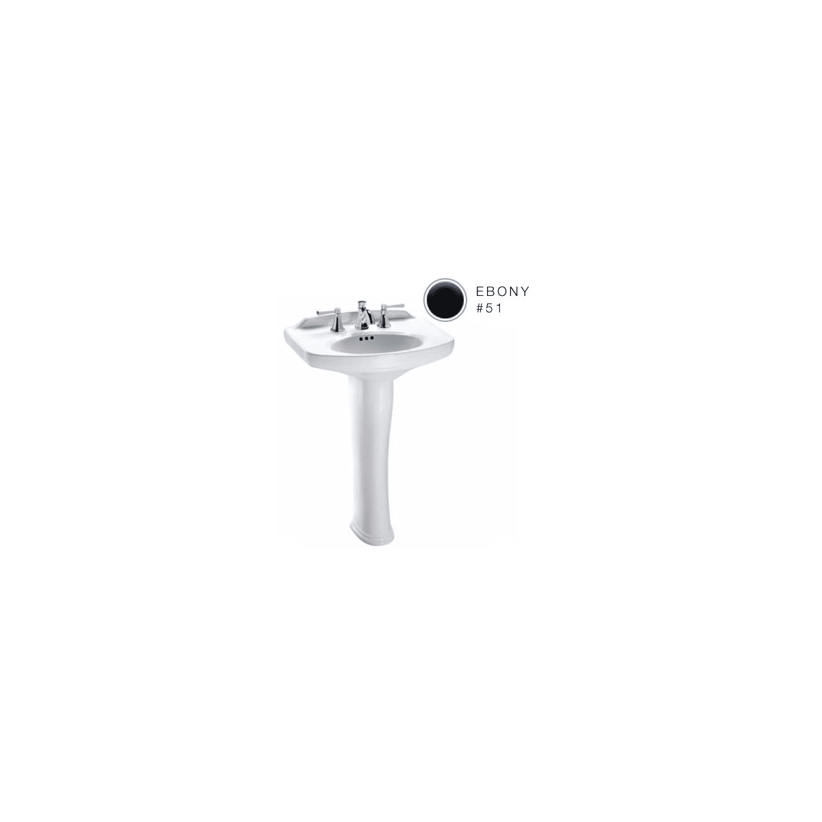 Toto Lpt642 8 51 Ebony Dartmouth 24 1 4 Pedestal Bathroom Sink With 3 Faucet Holes Drilled And Overflow Pedestal Included Faucet Com