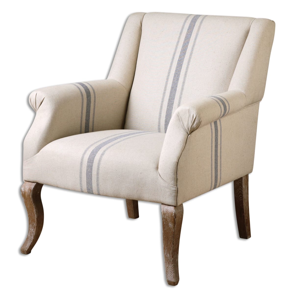 Uttermost 23204 Neutral Linen with Soft Blue Ticking Stripe Lekso