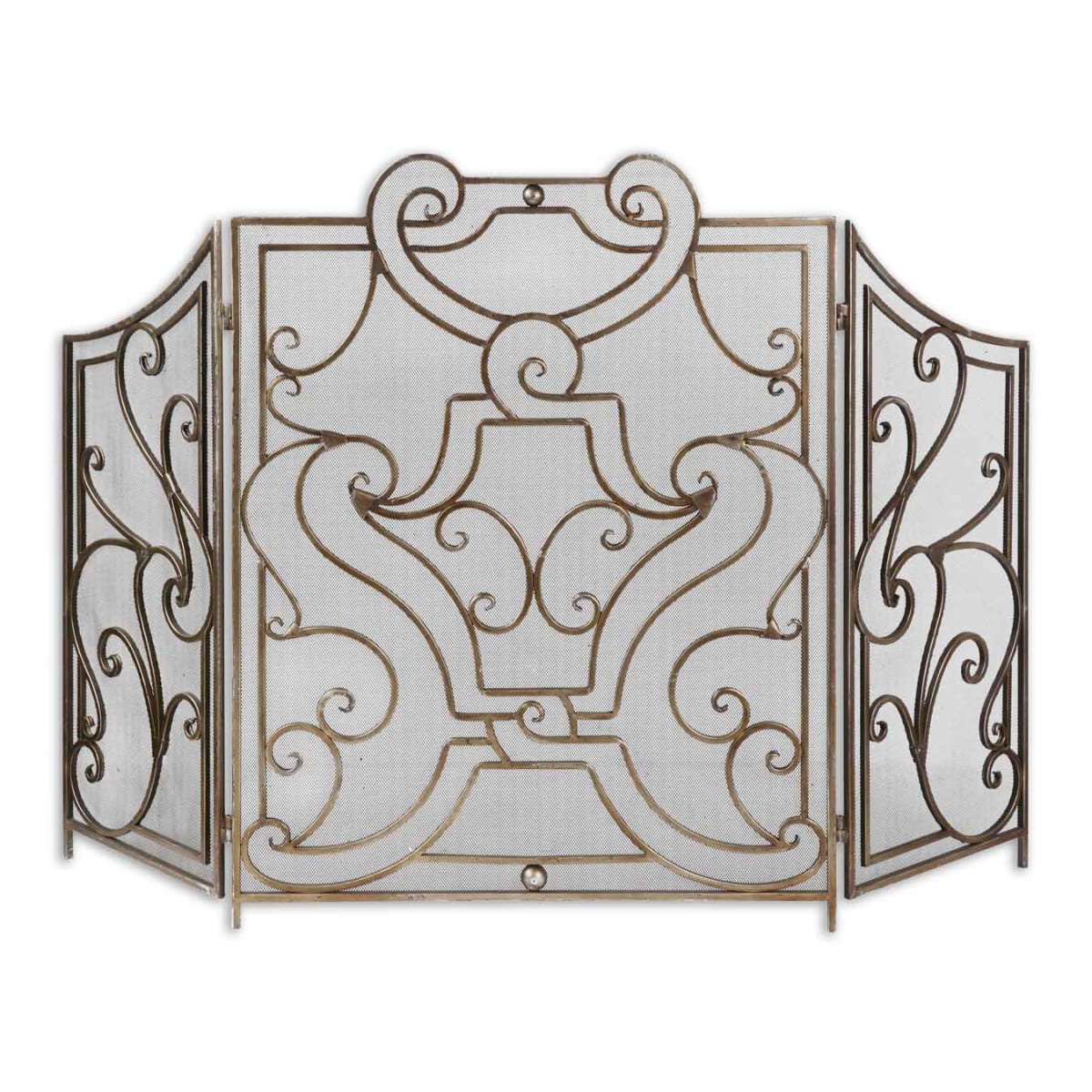 Uttermost 19420 Antique Champagne Silver Rama Fireplace Screen Lightingdirect Com