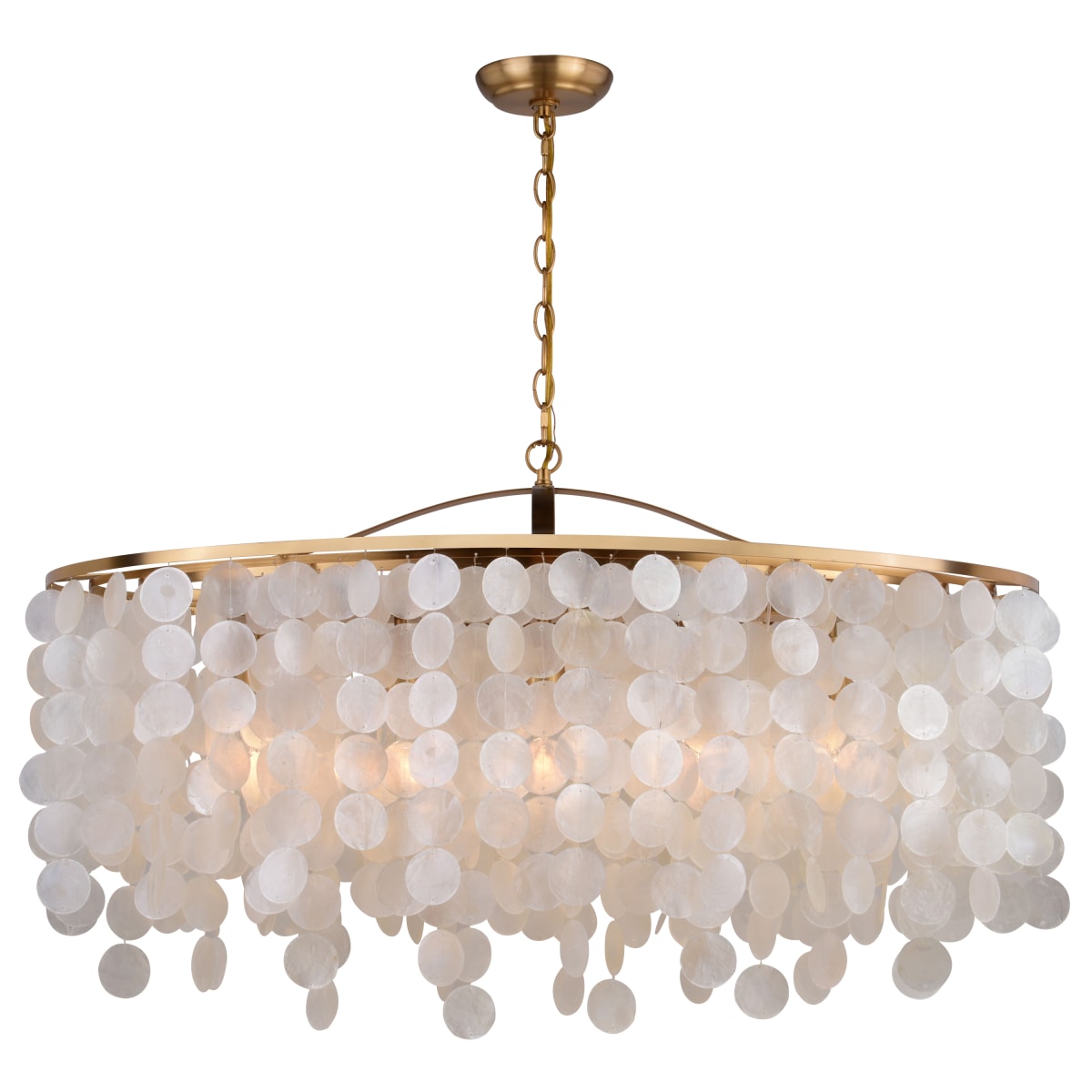 Vaxcel H0282 Elsa Capiz Shell 35.75 in. 5 Light Linear Chandelier Natural Brass