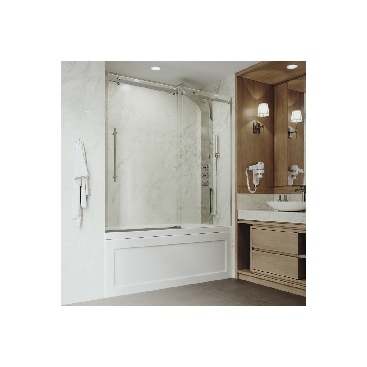 Vigo Vg6043chcl6058 Chrome Luca 57 13 16 High X 60 Wide Sliding