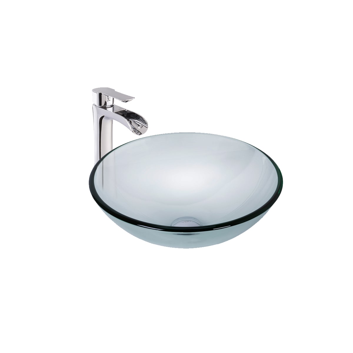 Vigo Vgt1075 Crystalline Chrome 16 1 2 Glass Bathroom Vessel Sink With Niko Single Hole Bathroom Faucet Drain Assembly Included Faucetdirect Com