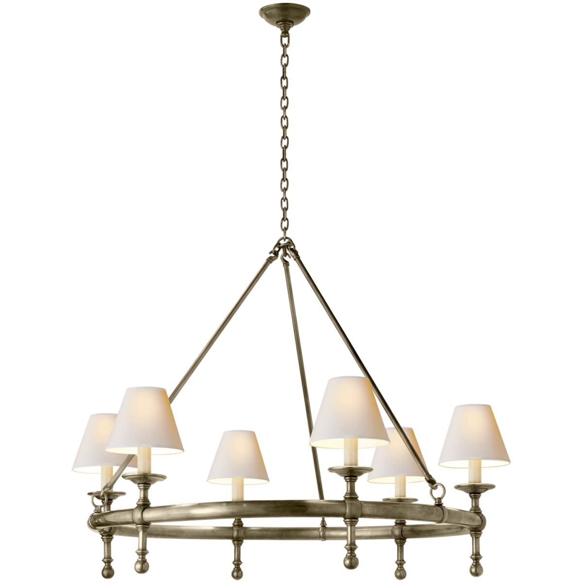 Visual Comfort SL 5812AN-NP Antique Nickel Classic 33" Ring Chandelier with  Natural Paper Shades by E. F. Chapman - LightingShowplace.com