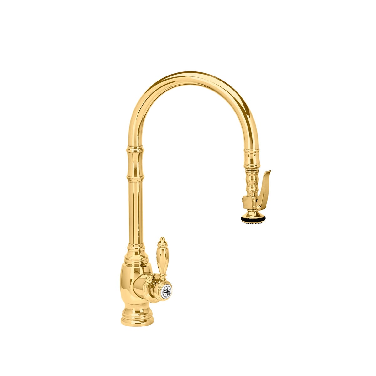 Waterstone 5600-PB Polished Brass Traditional 1.75 GPM Single Hole Pull  Down Kitchen Faucet with Lever Handle